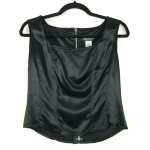 Vtg Satin Square Neck Bustier Style Sleeveless Top